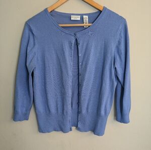 Covington Blue Silk Cardigan Size L